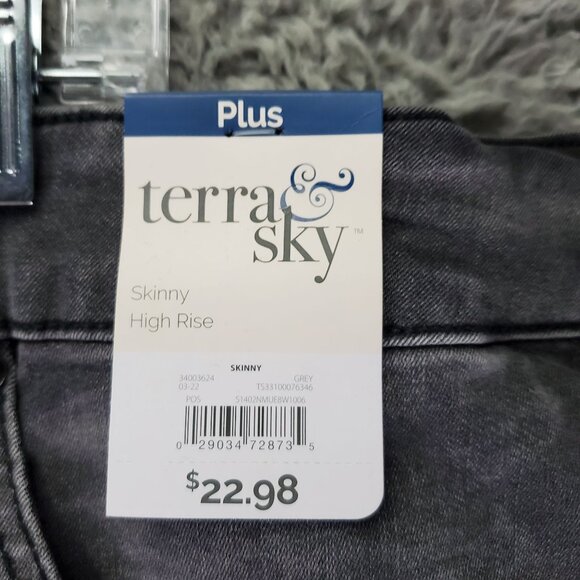 Terra & Sky Jeans Womens 24W Grey Skinny High Rise Stretch Denim *NWT* - Picture 3 of 14